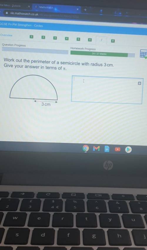 Work out the perimeter of a semicircle with radius 3cm.give your answer in terms of pi​