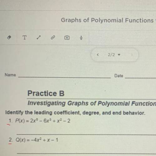 HELP PLEASE identify the leading coefficient, degree , and end behavior