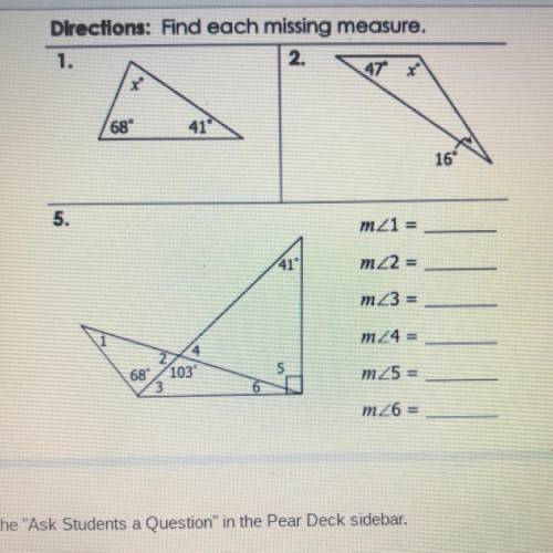 Find each missing measure. 
PLSS help