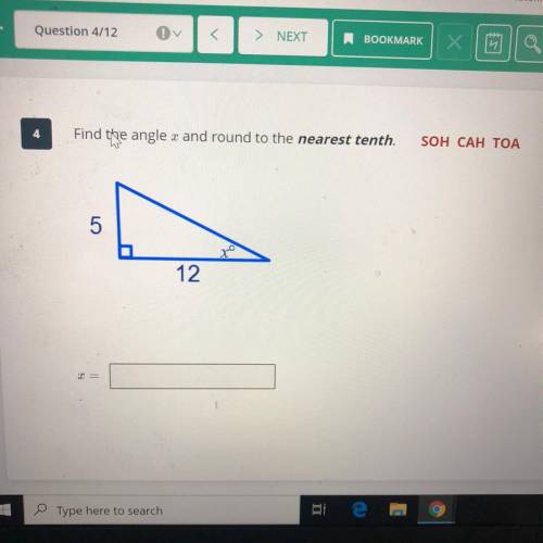 Find the angle x and round to the nearest tenth