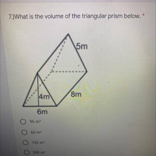 What is the volume of the triangular prism below. *PLZZZ HELP .!.!.!
