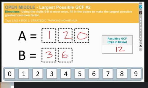 Using the digits 0-9 at most once, fill in the boxes to make the largest possible greatest common f