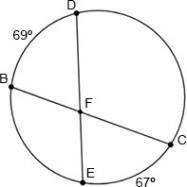 Determine the measure of ∠DFB.

Question 6 options:
1) 67°
2) 69°
3) 68°
4) 136°