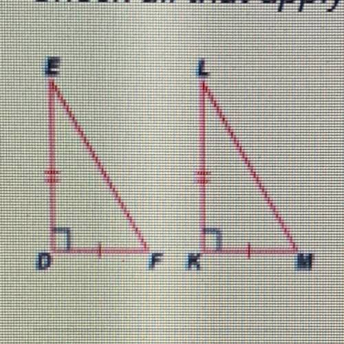 Based on the information marked in the diagram, AABC and ADEF must be

congruent
A. True
B. False