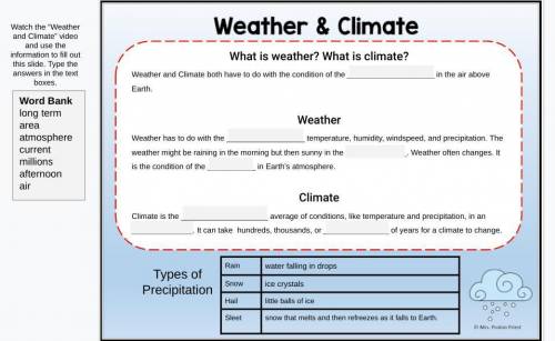Weather and climate fill in the blank