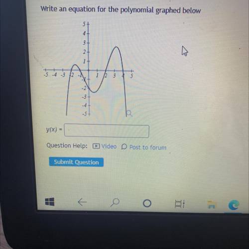 Write an equation for the polynornial graphed below
y(x) =