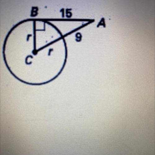 In the diagram, AB is tangent to C at point B. Find the radius r of C.