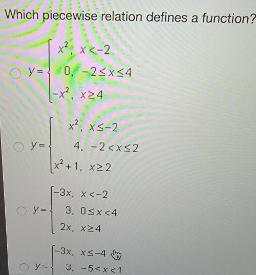 Which piece wise relation defines a function?​
