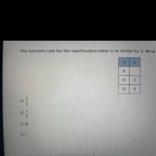 The function rule for the input/output table is to divide by 3. What number completes the table?