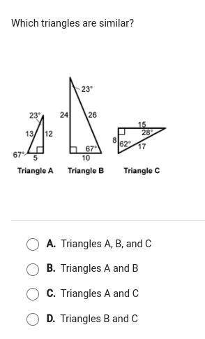 Which triangles are similar? I WILL GIVE BRAINLIEST!!!