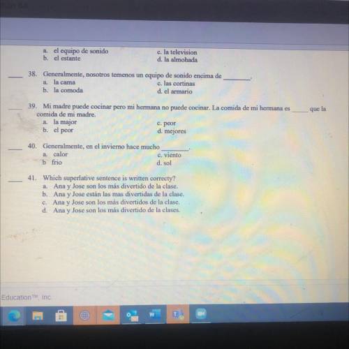 For those fluent in Spanish, please help with 38-41