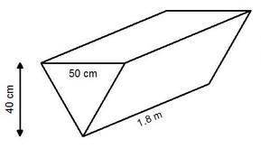 What is the volume of the triangular prism?
A) 90,000 cm
B) 180,000 cm
C) 360,000 cm