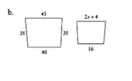 5. Each pair of polygons below are similar. Show your work! Solve for x: