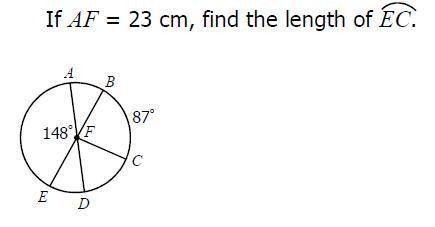 If Ac= 23 cm, find the length of ec