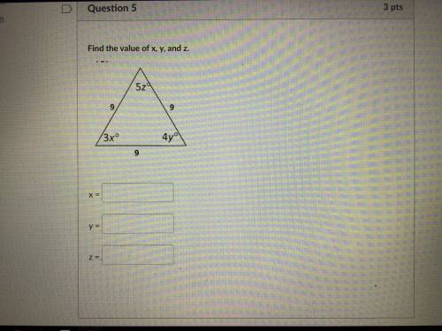 Pls help lol
find the value of x, y, and z