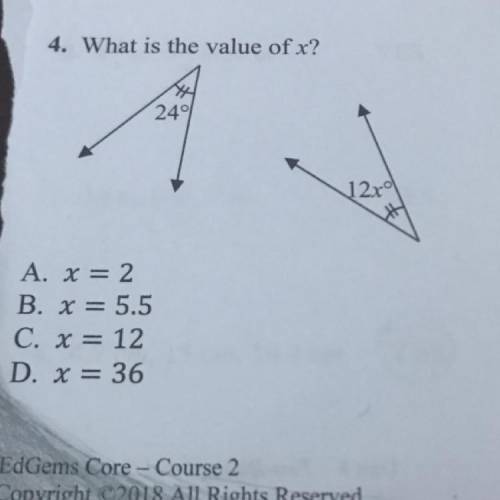 What is the value of x? Pls I need it ASAP