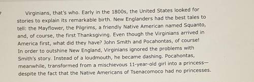 Which sentence in this paragraph of The (Untrue) Story of John Smith and Pocahontas that supports