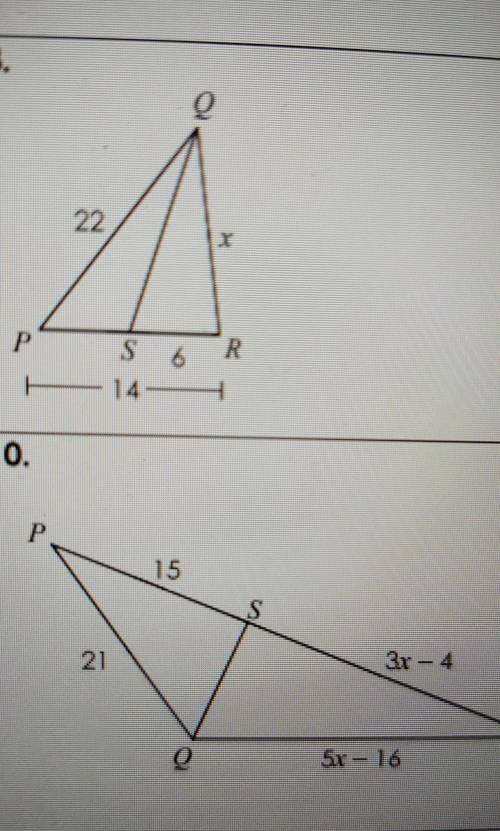 If qs represents an angle bisector solve for x​
