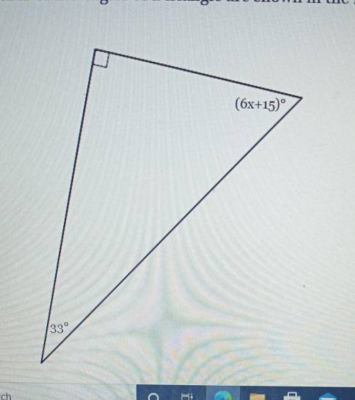 The measures of the angles of a triangle are shown below. solve for x ​