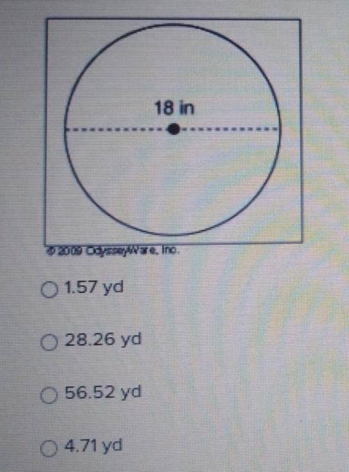 What is the circumference of the following figure? Be sure to convert your answer to yards.