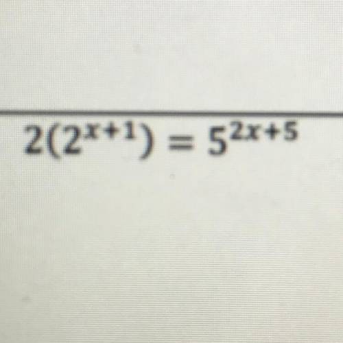 Logarithms

2(2^2x+1) = 5^2x+5
Can someone explain how the answer is -2.64? I can’t find out how i