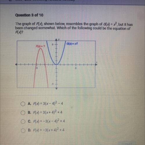 PLEASE HELP

The graph of Ax), shown BY below, resembles the graph of G(x) = 7, but it has
been ch