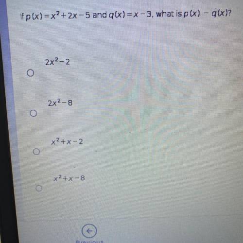 If p(x)=x^2+2x-5 and q(x)=-3, what is p(x)-q(x)?