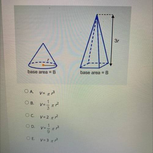 PLEASE HELP!!!

The height of the pyramid in the diagram is three times the radius of the cone. Th