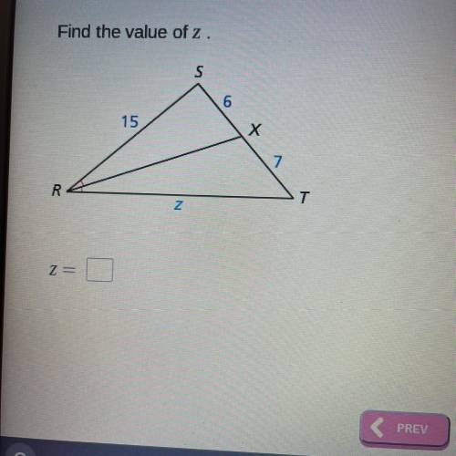 Find the value of Z for the triangles