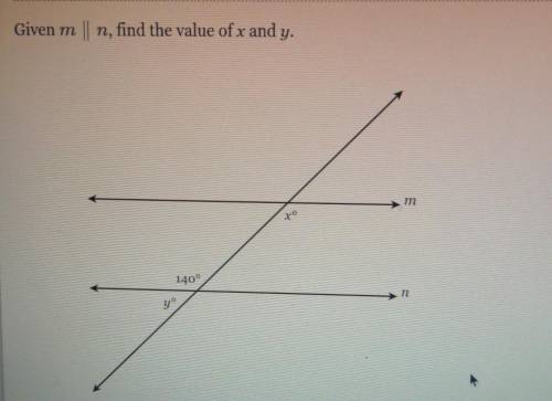 Given m ll n,find the value of x and ysomebody help me ;)​