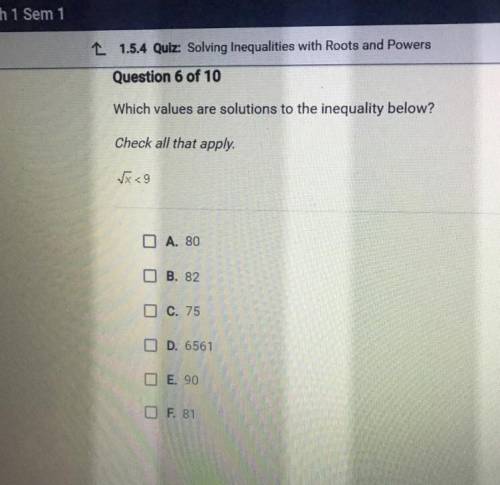 NEED HELP!! ASAPPP PLEASEEE 20 POINT Which values are the solutions to the inequality below?