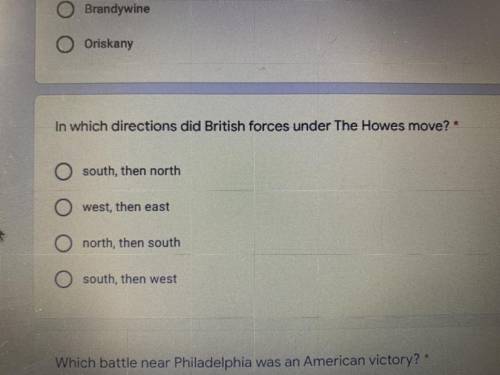 In which directions did British forces under The Howes move? *