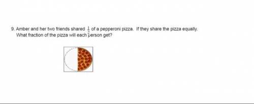 Amber and her two friends shared 1/2 of a pepperoni pizza. if they share the pizza equally what fra