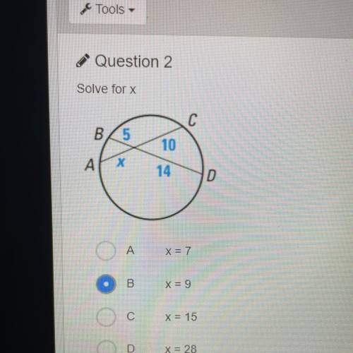 Question 2
Solve for x