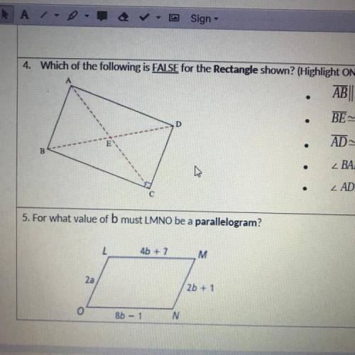 For what value of b must LMNO be a parallelogram?