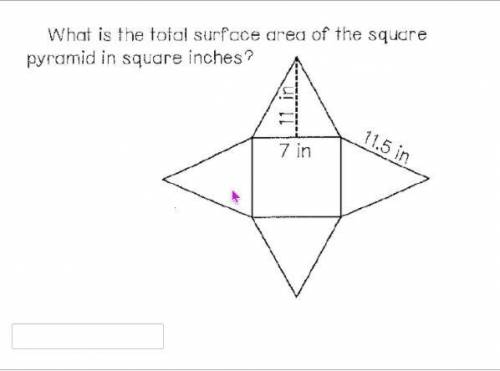 WHAT IS THE TOTAL SURFACE AREA OF THE SQUARE PYRAMID???? THIS IS THE LAST QUESTION AND I ONLY HAVE