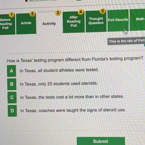 How is Texas' testing program different from Florida's testing program?

А
In Texas, all student a