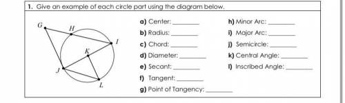 Give an example of each circle part using the diagram below
Please Helppppp!!!