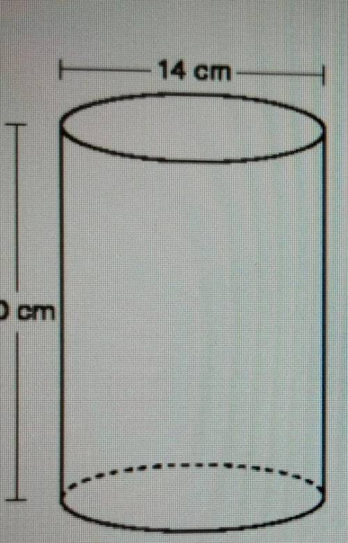 Find the approximate volume of the cylinder below in cubic centimeters. Round your answer to the ne