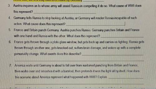 Please help me with some of these questions. ​If world war 1 was a bar fight.