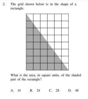 The grid below is in the shape of a rectangle.

What is the area, in square units, of the shaded p