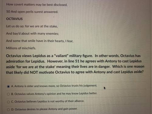 Octavius views Lepidus as a “valiant” military figure.