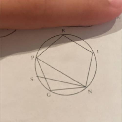 5. GNIRP is a regular pentagon inscribed in a circle

and NS bisects ZPNG. Use what you know about