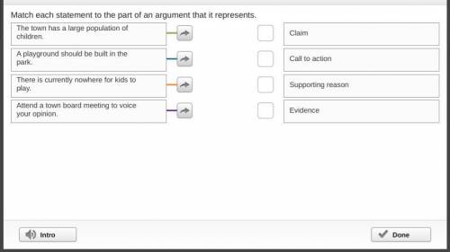 Match each statement to the part of an argument that it represents.