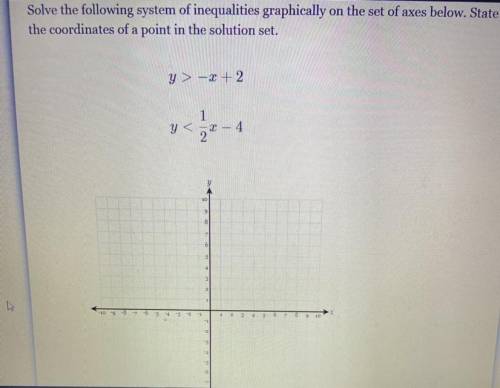 Solve the following system of inequalities graphically on the set of axes below. State

the coordi