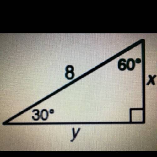 (Picture for problem above.)

Find the value of y. Be sure to keep the exact value (use square roo