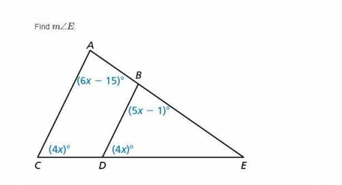 Find the measure of angle E