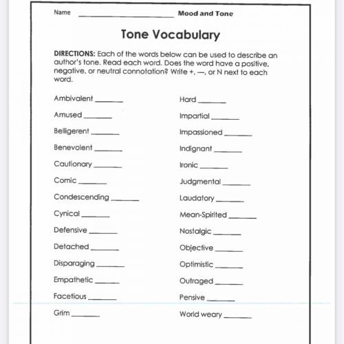 Tone vocabulary Try These I’ll give you brainliest
