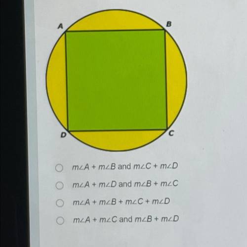 The quadrilateral, ABCD, is inscribed in a circle. Using the diagram below, which of the following