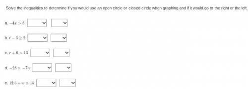 Solve the inequalities to determine if you would use an open circle or closed circle when graphing